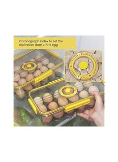 Beauenty Food Storage Container,Stackable Organizer Storage Container with Removable Drain Tray,Egg Storage Organiser, Egg Baskets For Kitchen Worktops, Fridge Egg Storage (Gold, Large)  - Image 2