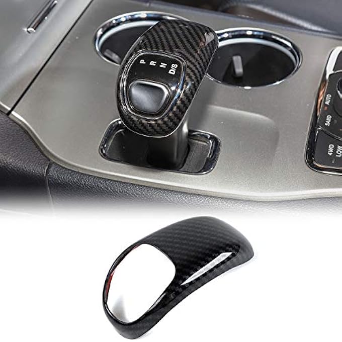 rayihni CheroCar Gear Shift Knob Cover Stick Shifter Cap Cover Frame for 20142015 Jeep Grand Cherokee for 20122014 Chrysler 300C Interior Accessories Carbon Fiber Grain - Image 2
