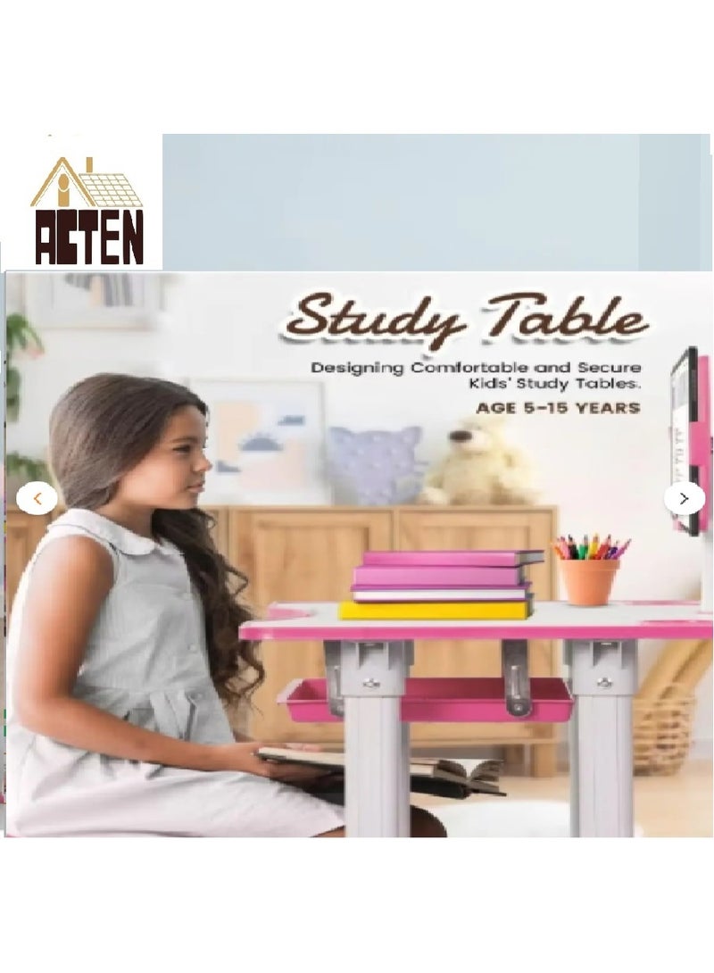 Study Table with Chair Set for Kids and Students, Adjustable Height Tilting Desk Top for Comfort, Posture, Reading and Writing for Toddlers Boys and Girls - Image 1