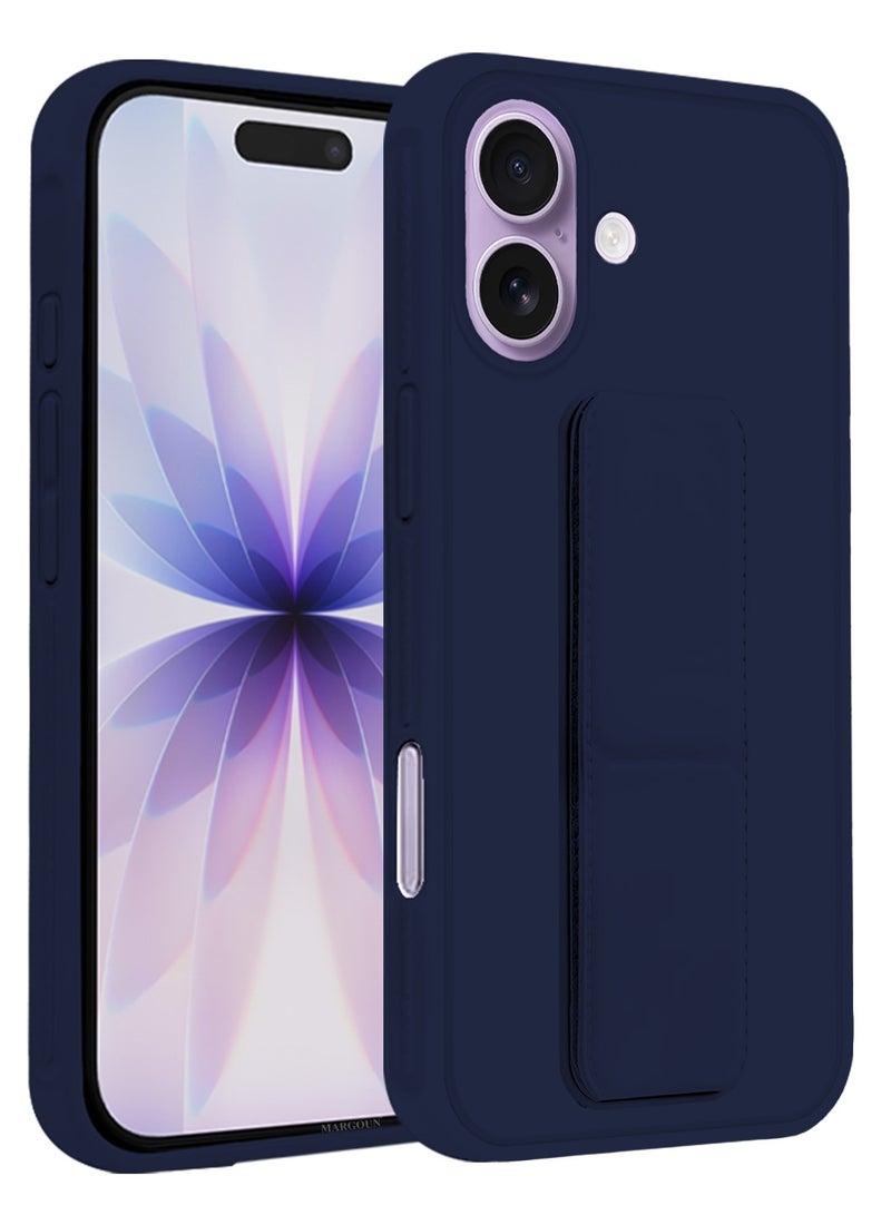 DUSALA For iPhone 17 Case Cover Finger Grip Holder Phone Car Magnetic Multi-function Shockproof Protective Case Two-in-One Phone Holder Case - Dark Blue - Image 3