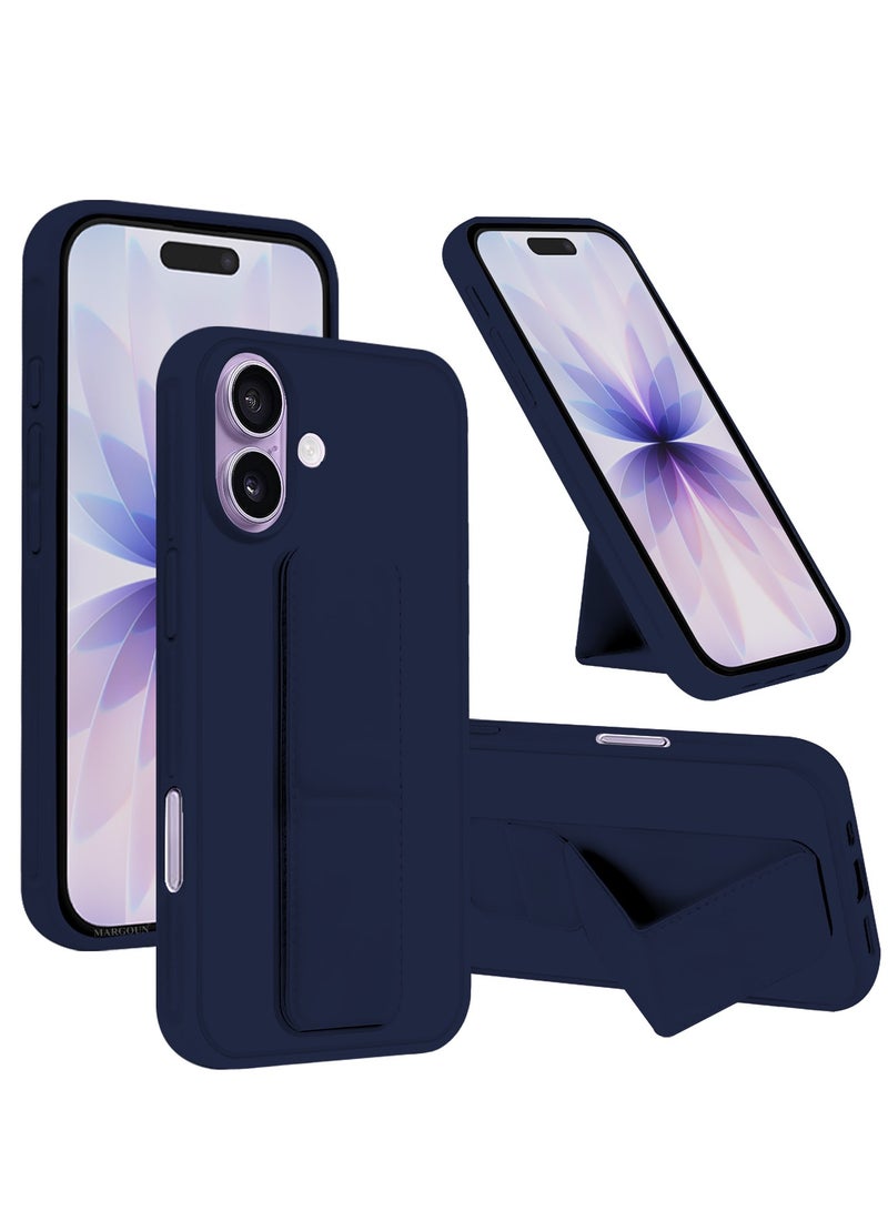DUSALA For iPhone 17 Case Cover Finger Grip Holder Phone Car Magnetic Multi-function Shockproof Protective Case Two-in-One Phone Holder Case - Dark Blue - Image 1
