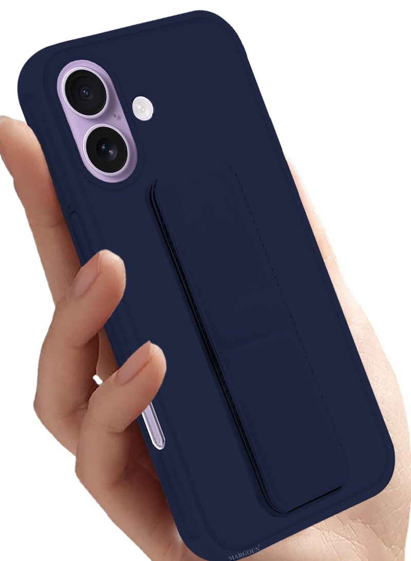 DUSALA For iPhone 17 Case Cover Finger Grip Holder Phone Car Magnetic Multi-function Shockproof Protective Case Two-in-One Phone Holder Case - Dark Blue - Image 4