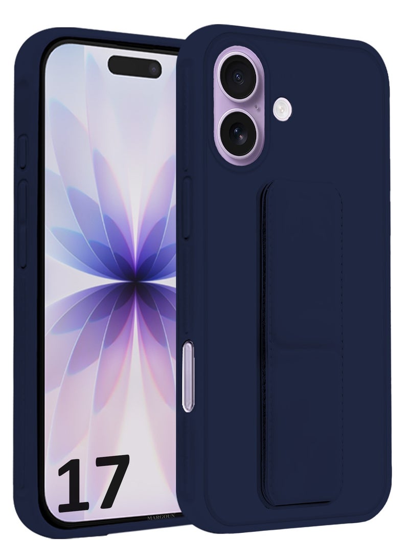 DUSALA For iPhone 17 Case Cover Finger Grip Holder Phone Car Magnetic Multi-function Shockproof Protective Case Two-in-One Phone Holder Case - Dark Blue - Image 2