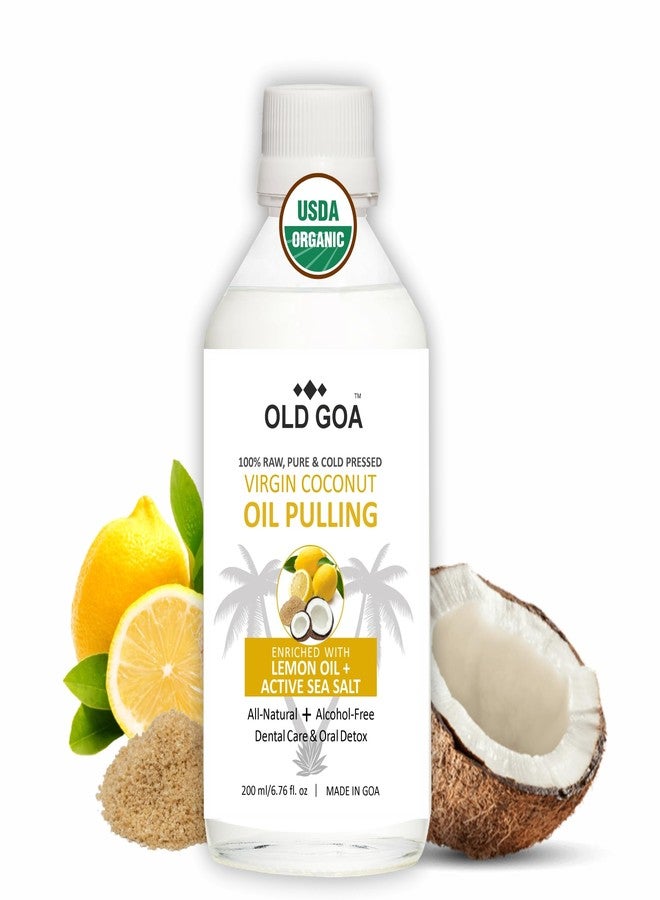 OLDGOA غسول الفم بزيت جوز الهند من أولد غوا | زيت جوز هند بكر معصور على البارد | غسول فم أيورفيدي | لأسنان ولثة صحية، وللتخلص من رائحة الفم الكريهة، وتبييض الأسنان، وانتعاش النفس | العناية بالفم والأسنان | 200 مل، بنكهة الليمون - Image 1