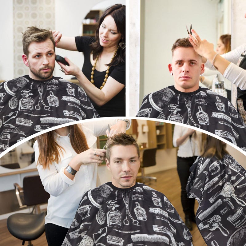 YELEGAI Professional Hair Cutting Cape with Neck Duster Brush, Large Size Salon Barber Cape for Men, Women and Kids(Barber Supplies Pattern) - Image 5