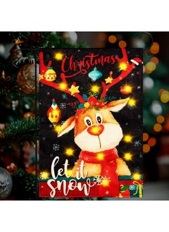 Easy Joy Merry Christmas Lighted Garden Flag, 12X18 Elk Christmas Yard Flag With Led Double Sided Xmas Garden Flag Winter Elk Snowflake Yard Flag For Home Farmhouse Outdoor Holiday Decoration  - Image 1