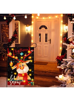 Easy Joy Merry Christmas Lighted Garden Flag, 12X18 Elk Christmas Yard Flag With Led Double Sided Xmas Garden Flag Winter Elk Snowflake Yard Flag For Home Farmhouse Outdoor Holiday Decoration  - Image 5