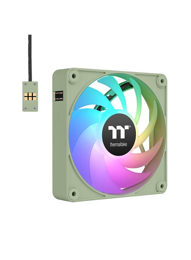 Thermaltake CT140 ARGB Sync PC Cooling Fan, PWM 500~1500 RPM Fan Speed, 77.37 CFM Airflow, Hydraulic Bearing, 4 PIN PWM, 3 PIN-ARGB, Pack of 3, Matcha Green - Image 1