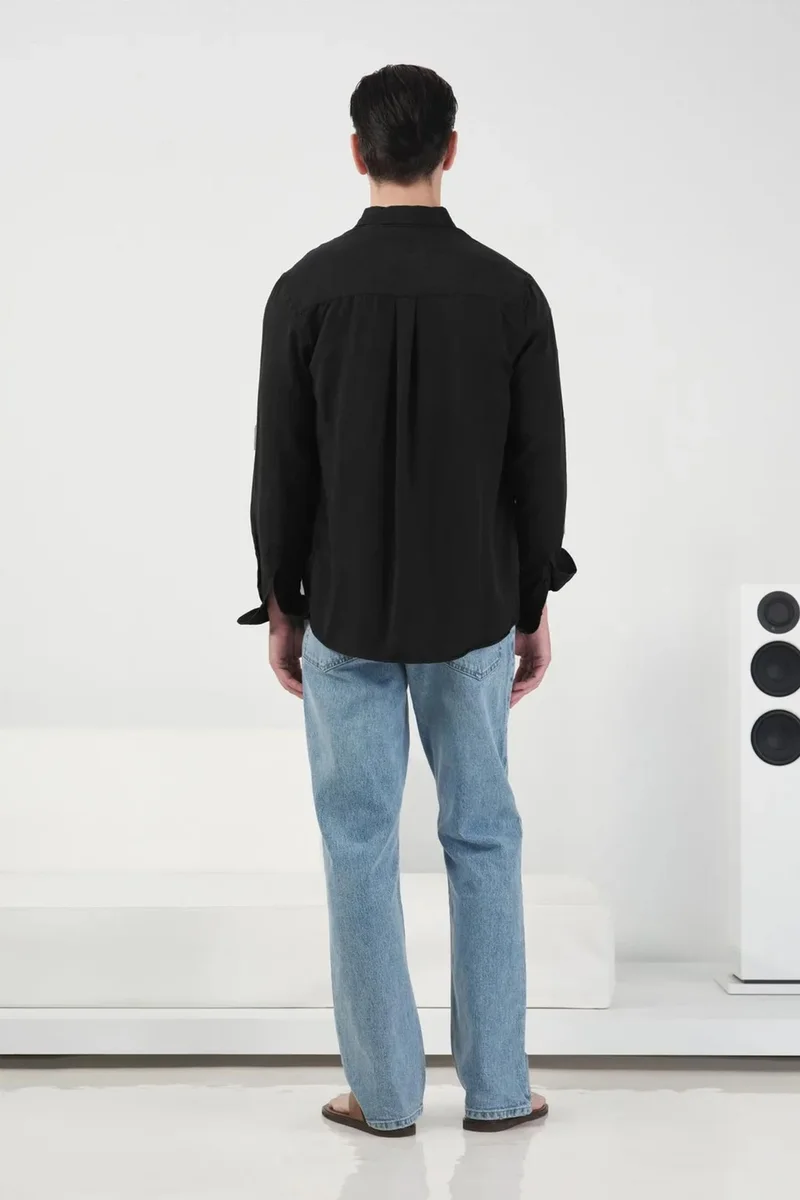 GIESTO Regular Fit Button-Up Long Sleeve Tencel Shirt