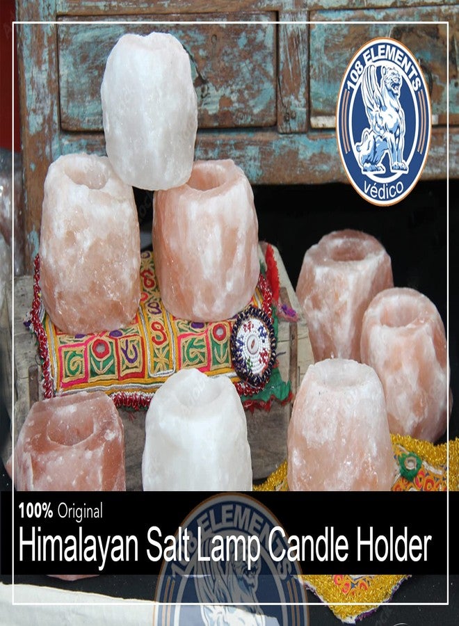 108 ELEMENTS Hand Carved Hand Made Himalayan Salt Candle Holders with Healing Properties, Purification, Spirituality, Feng Shui, Prosperity Harmony Wellness Natural Healing Ideal for Home Décor - Image 4