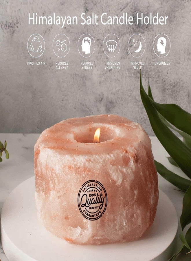 108 ELEMENTS Hand Carved Hand Made Himalayan Salt Candle Holders with Healing Properties, Purification, Spirituality, Feng Shui, Prosperity Harmony Wellness Natural Healing Ideal for Home Décor - Image 2