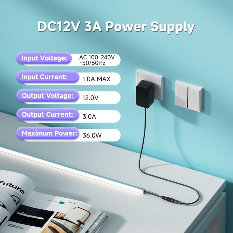 BTF-LIGHTING محول طاقة BTF-LIGHTING 12V 3A 36W مدرج ETL 100-240V AC إلى 12V DC، مزود طاقة من الفئة 2، جاك 5.5x2.1mm للإضاءة LED ذات الجهد المنخفض، CCTV، جهاز التوجيه، الإلكترونيات - Image 5