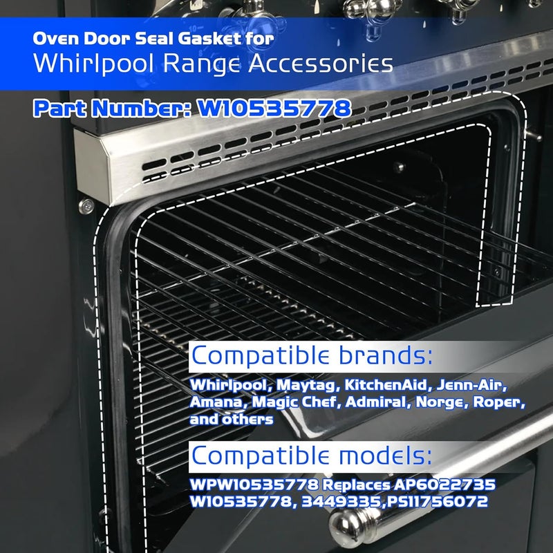 Pokin W10535778 Range Oven Door Seal Gasket for Whirlpool Oven Gas Seal Range Replacement, WPW10535778 AP6022735 PS11756072 3449335, Rubber Seal Piece fits Various Oven Door Cooktop Parts & Accessories - Image 4