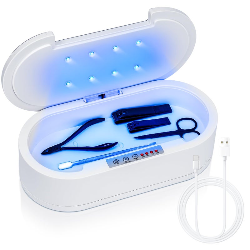 GoLashFun Nail Tool Sterilizers Box, Blue Light Cleaning Nail Sterilizer Machine, Convenient & Efficient Health Protection For Manicure & Beauty Salon Tools, Jewelry, Glasses, Phone - Image 1