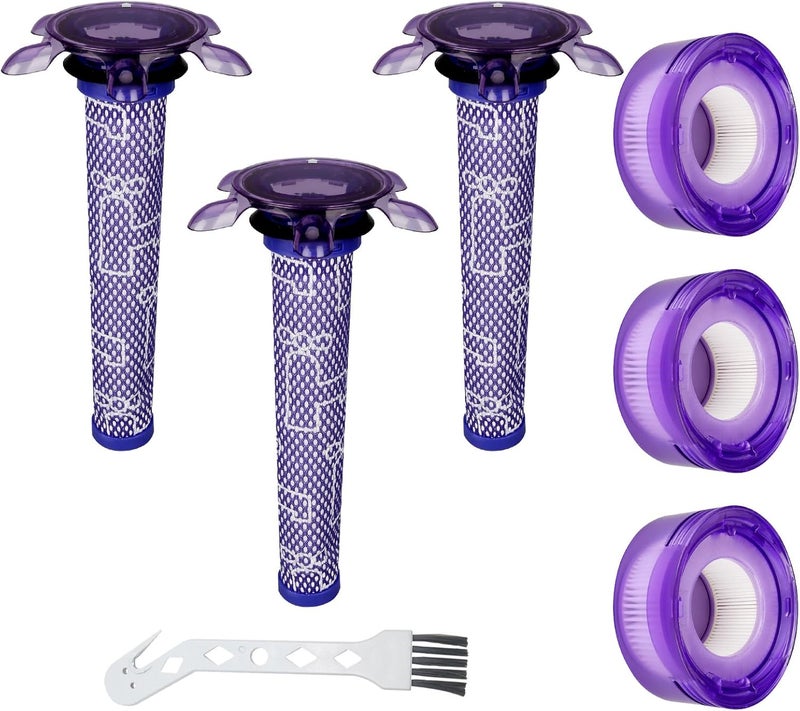Hechuang 6 Pack Upgraded Star Vacuum Replacement Filters for Dyson V7, V8 Animal and V8 Absolute Vacuum. 3 Pre-Filters and 3 Post-Filters. Compare to Part # 965661-01 & 967478-01. - Image 1