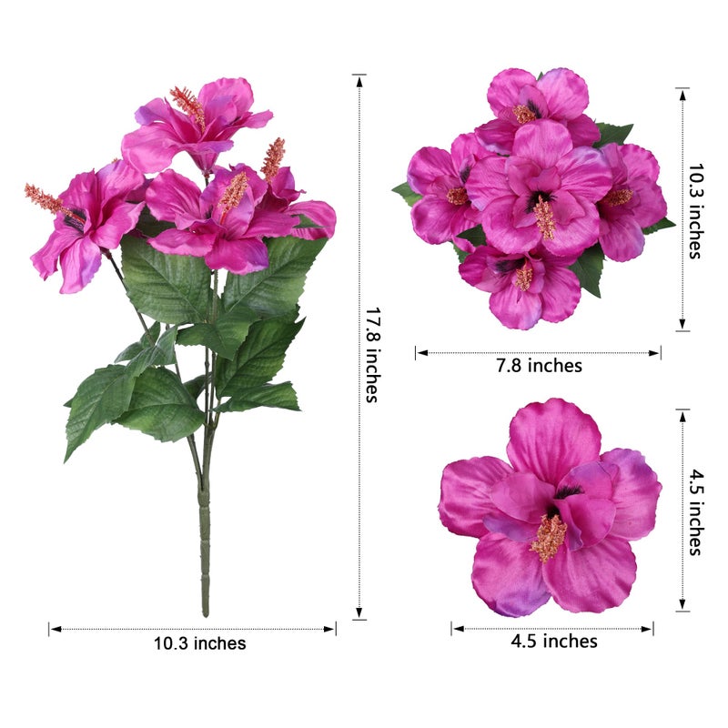 HyeFlora Artificial Hibiscus Flowers for Outdoors Faux Plant Spring Decor, 4 Bundles Fake Tropical Flowers UV Resistant Realistic Outdoor Silk Flower for Outside Planter Porch Patio Garden Window Home - Image 3