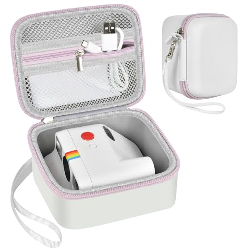 ANKHOH Digital Camera Case for Polaroid Go Generation 2 Gen 2/9035/9071/9070 Instant Mini Camera, Instax Film Cameras Storage with Mesh Pocket for Photo, Stickers (Box Only) (White-purple) - Image 1