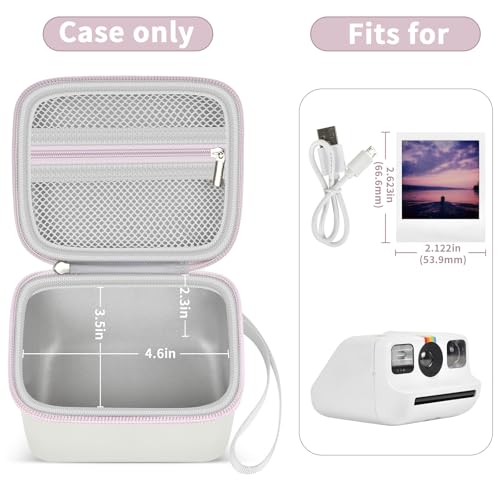 ANKHOH Digital Camera Case for Polaroid Go Generation 2 Gen 2/9035/9071/9070 Instant Mini Camera, Instax Film Cameras Storage with Mesh Pocket for Photo, Stickers (Box Only) (White-purple) - Image 4