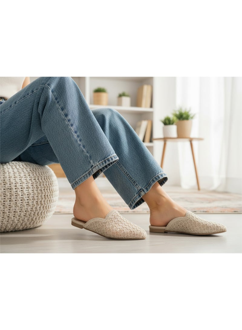 لايف ستيلاش  حذاء مسطح من القماش أنيق SB-25 - ابيض - Image 1