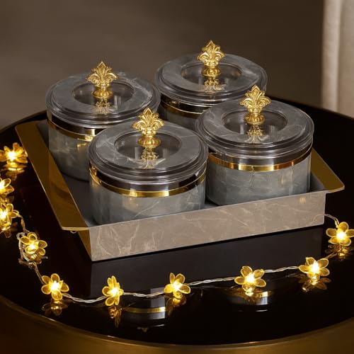 Nabhya Jupiter Multipurpose Dry Fruit Air Tight Storage Container With Inner Steel Bowl & Serving Tray for Home & Kitchen 500ml (Brown, Set of 4) - Image 4