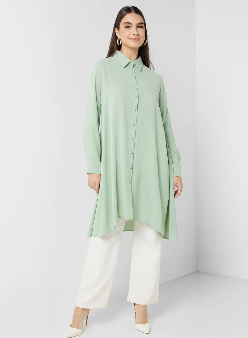 Khizana Asymmetrical Button Down Tunic