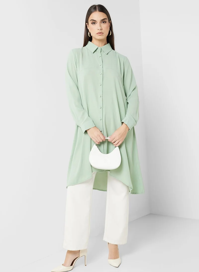 Khizana Asymmetrical Button Down Tunic