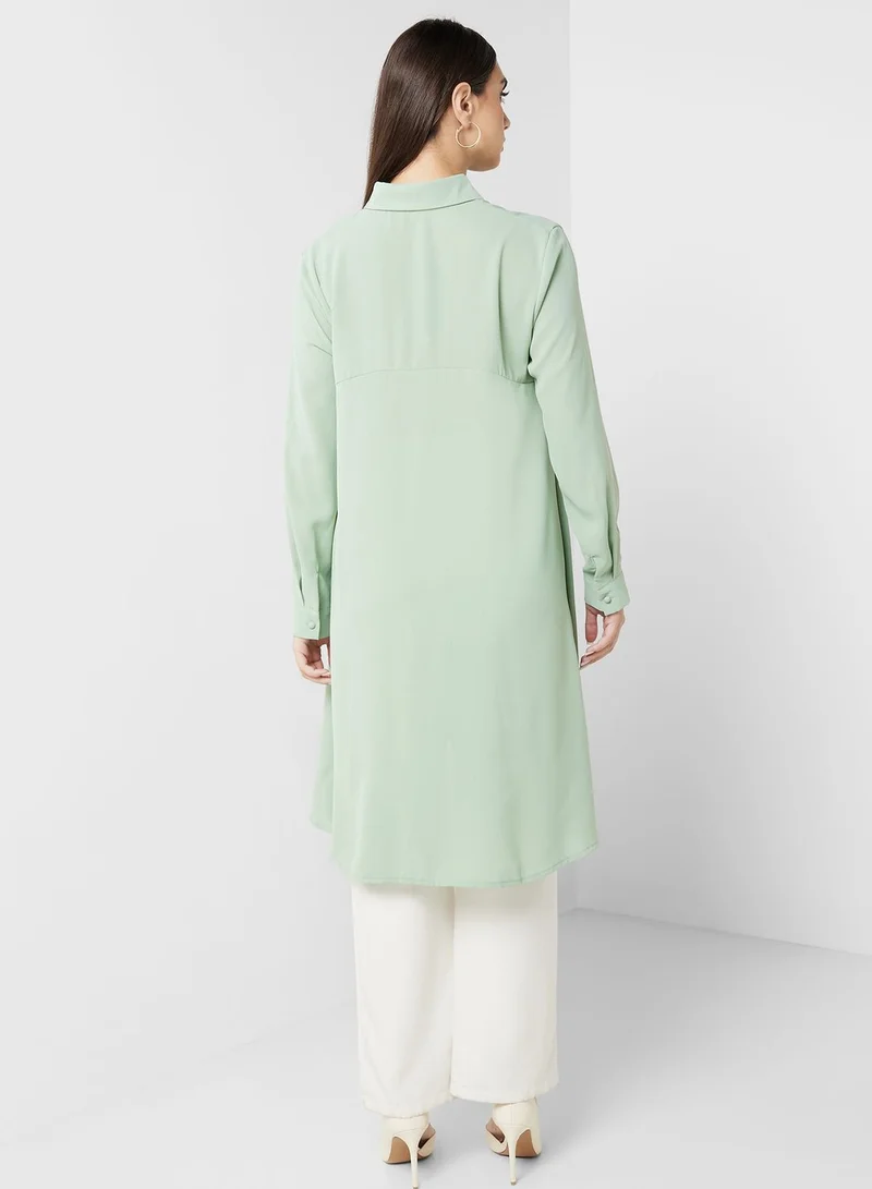Khizana Asymmetrical Button Down Tunic