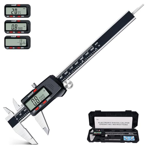 Kynup Digital Vernier Caliper, Caliper Measuring Tool, Outside Micrometer Dial Caliper with Stainless Steel, Large LCD Screen, Auto - Off Feature, Inch Metric Fraction Conversion (6Inch/150mm) - Image 1