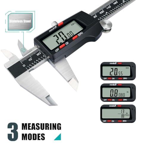 Kynup Digital Vernier Caliper, Caliper Measuring Tool, Outside Micrometer Dial Caliper with Stainless Steel, Large LCD Screen, Auto - Off Feature, Inch Metric Fraction Conversion (6Inch/150mm) - Image 4
