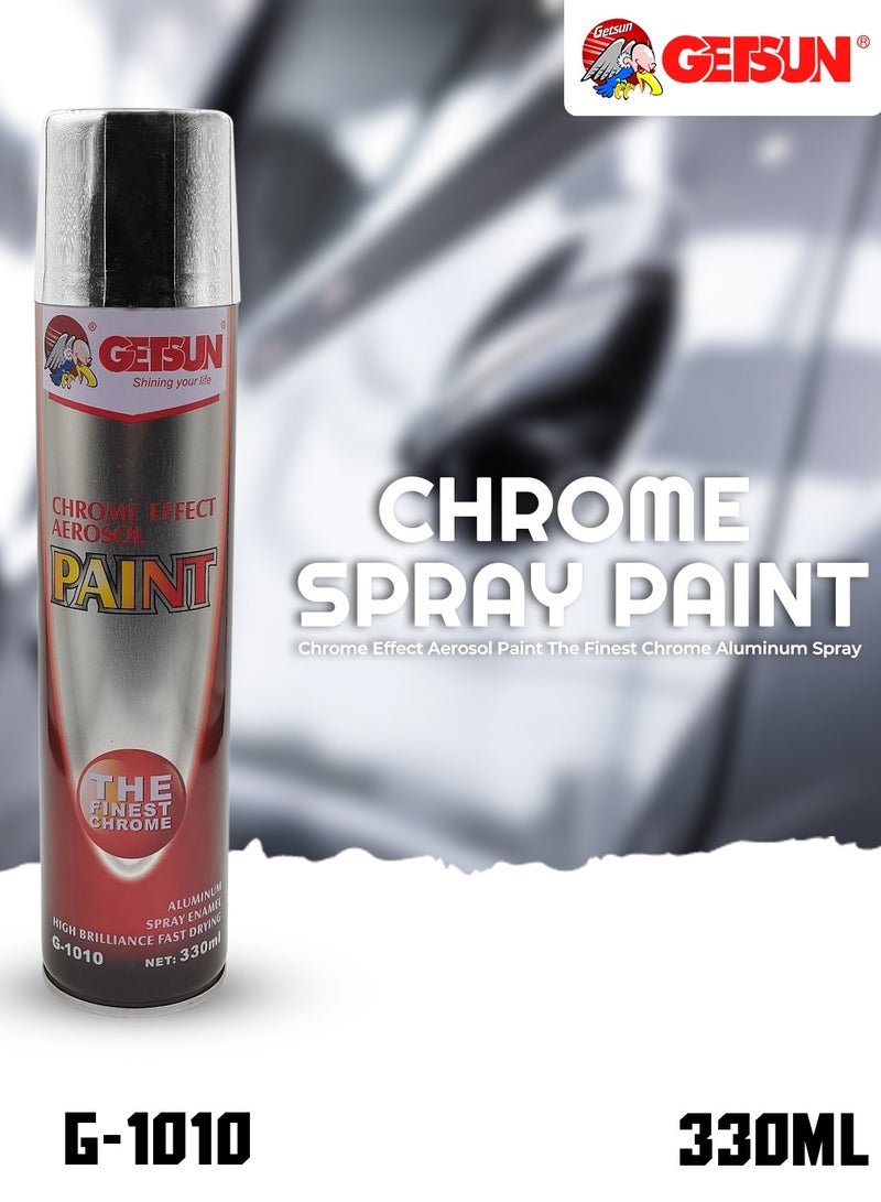 جيتسون طلاء رذاذ الكروم 330 مللي طلاء الأيروسول بتأثير الكروم أرقى رذاذ الألومنيوم الكروم المينا getsun G1010 - Image 1