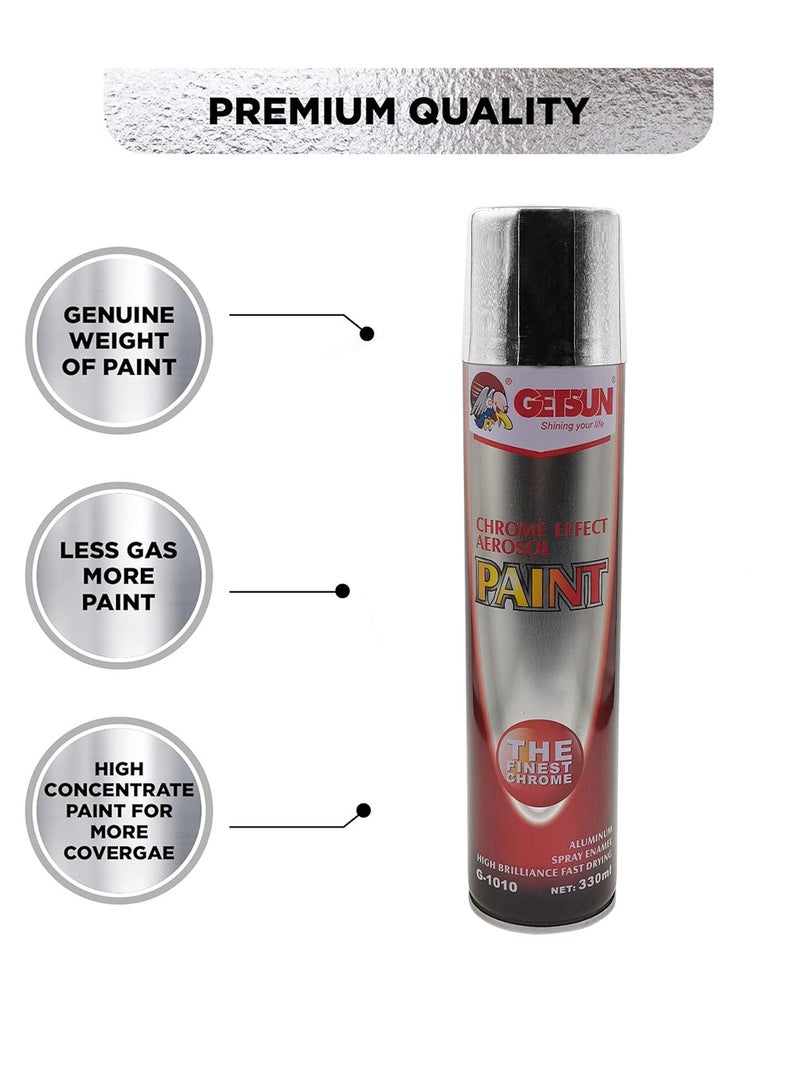جيتسون طلاء رذاذ الكروم 330 مللي طلاء الأيروسول بتأثير الكروم أرقى رذاذ الألومنيوم الكروم المينا getsun G1010 - Image 4
