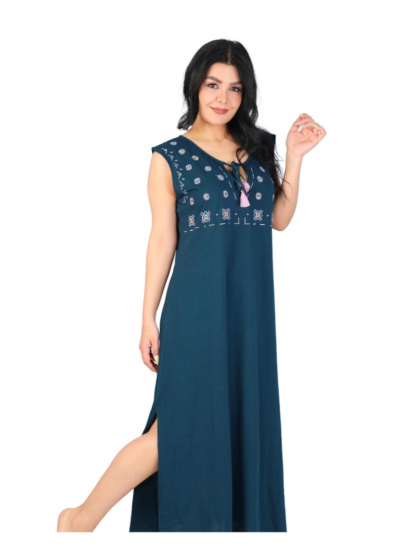 Dadoush Women's Plus Size Sleeveless Long Nightgown Maxi Nightgown with Side Slit - Image 1