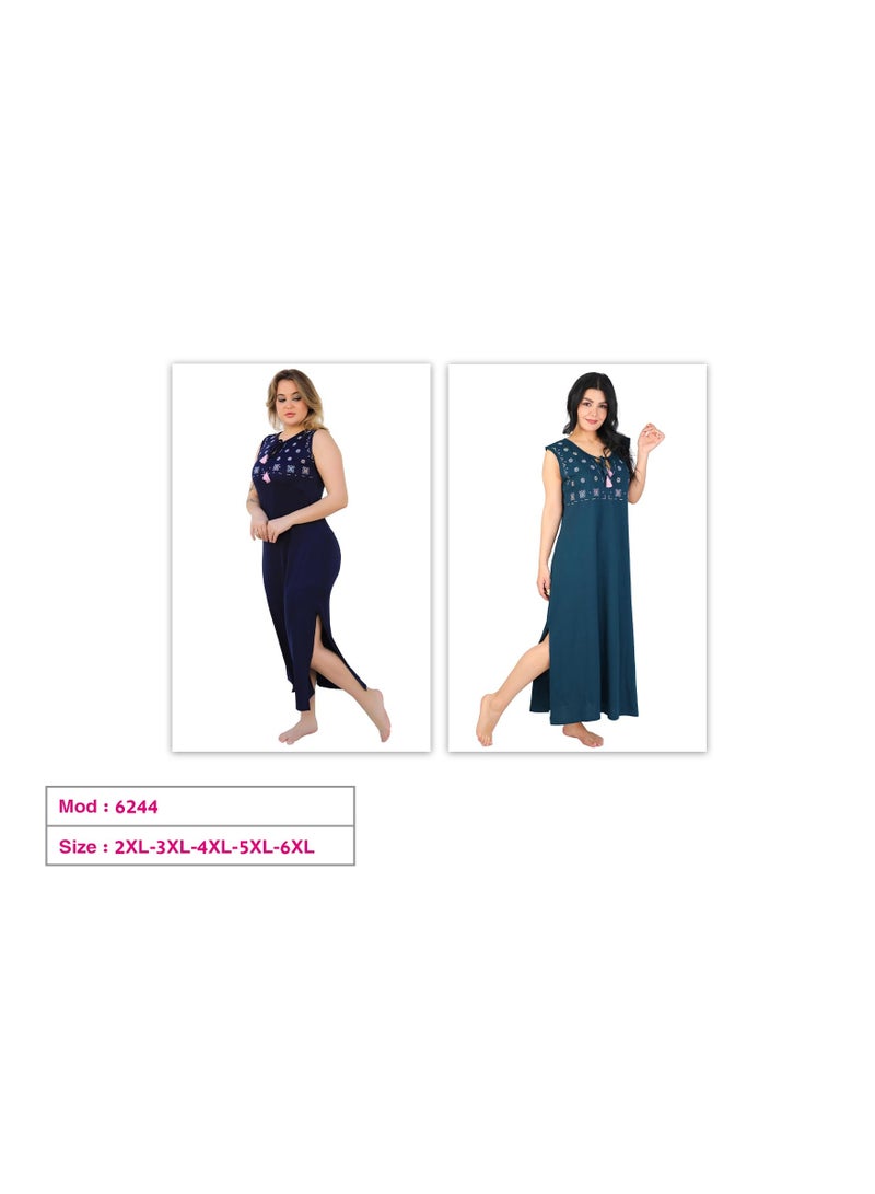 Dadoush Women's Plus Size Sleeveless Long Nightgown Maxi Nightgown with Side Slit - Image 5
