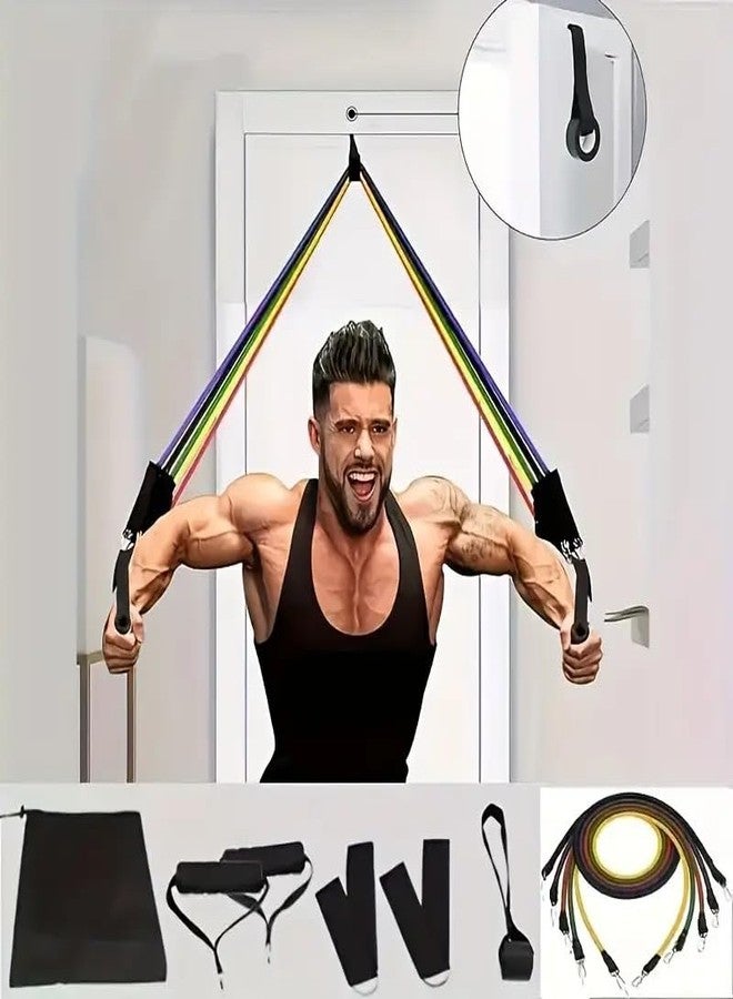XYNO 11-Piece TPE Resistance Band Set - Adjustable Stackable Resistance Cords with Non-Slip Handles, Ankle Straps & Door Anchor | Full-Body Workout Kit for Home Gym, Yoga, Pilates & Strength Training - Image 2