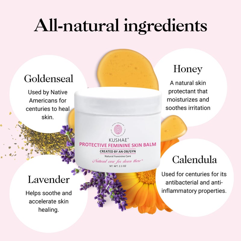 Kushae Protective Feminine Skin Balm, Refreshing & Soothing Vulva Moisturizer for Feminine Dryness, Menopausal Dryness, Fragrance-Free Vulva Care Products, 2.1 oz - Image 4