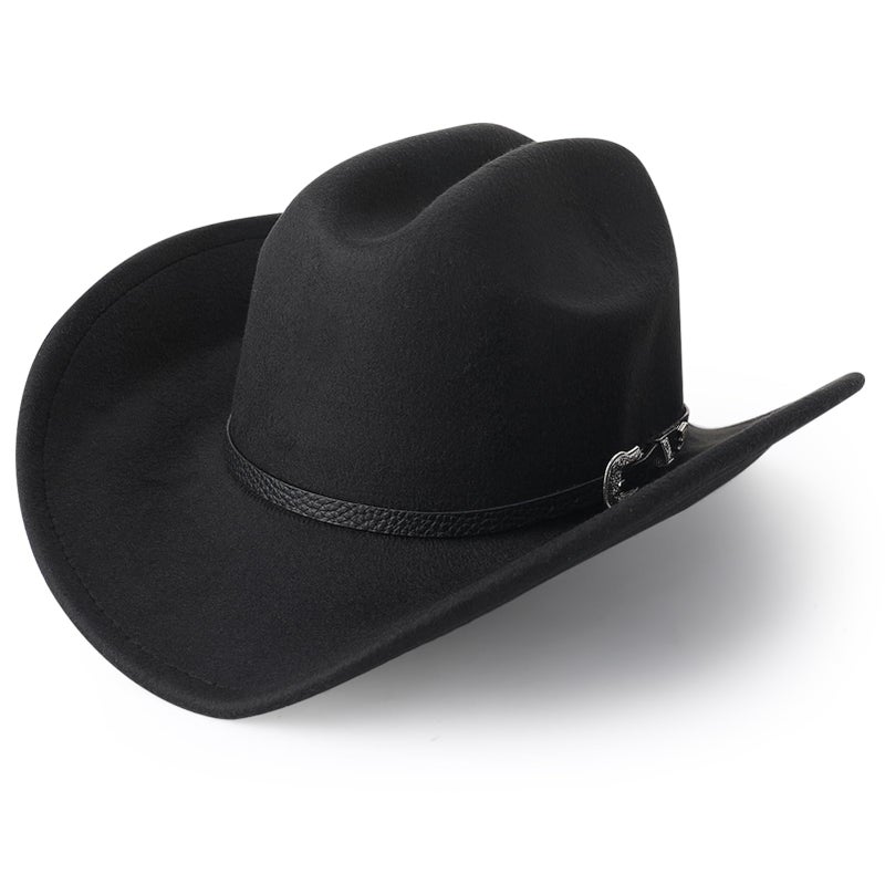 ZhouBoat 7Pcs Cowboy Costume Outfit for Men Women, Black Western Cowboy Hat Hat Bands Cowgirl Leather Necklace Belt Glasses Bandana Set for Halloween Party Cosplay (Black Western Hat) - Image 4