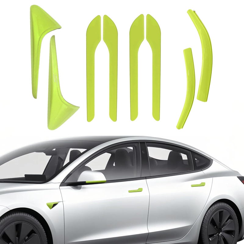 Tesheer for Green Tesla Car Door Handle Covers for 20242025 Model 3 with HW 40 Camera Covers for Model 3 Highland Side Mirror Trim Strips for Tesla Model 3 Accessories Model 3 HW40 Green - Image 2