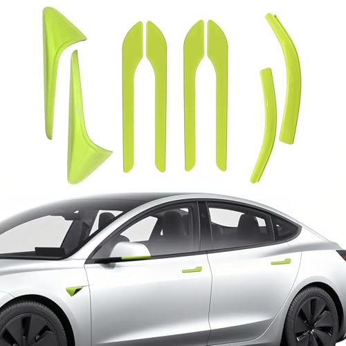 Tesheer for Green Tesla Car Door Handle Covers for 20242025 Model 3 with HW 40 Camera Covers for Model 3 Highland Side Mirror Trim Strips for Tesla Model 3 Accessories Model 3 HW40 Green - Image 1