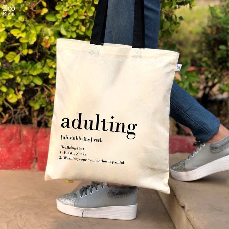 EcoRight Ecoright Aesthetic Canvas Tote Bag for Women, Reusable Cotton Tote Bag for Grocery, Shopping, Beach & Daily Use  - Image 4