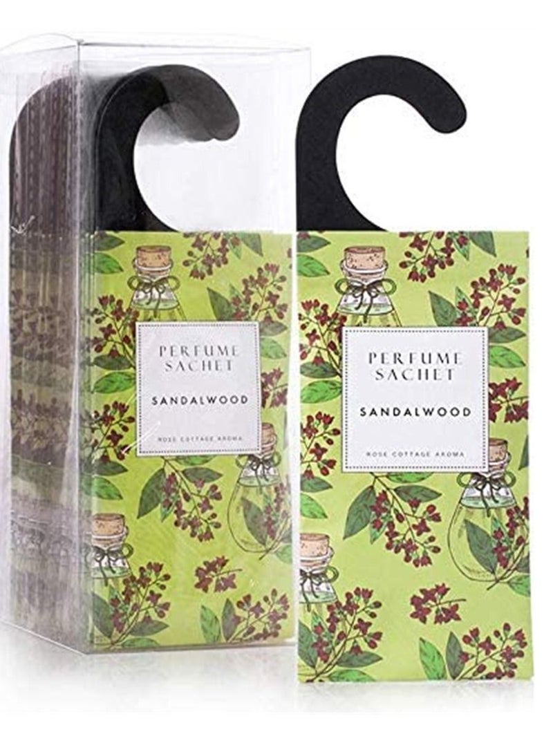 Y&D Sandalwood Hanging Sachet Closet Deodorizer 1 Pack 12 Pcs Scent Drawer Freshener Air Scented for Home Car Long Lasting Sachets Smell Goods - Image 1