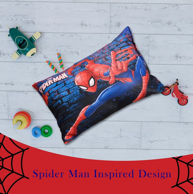 Kuber Industries Marvel Spiderman Print Kid's Pillow | Soft Cushion Pillow Filler | Sleeping Pillow Filler for Kids | Polyester Kids Pillow for Sleeping & Travel | 12 x 18 Inch | Navy Blue - Image 5