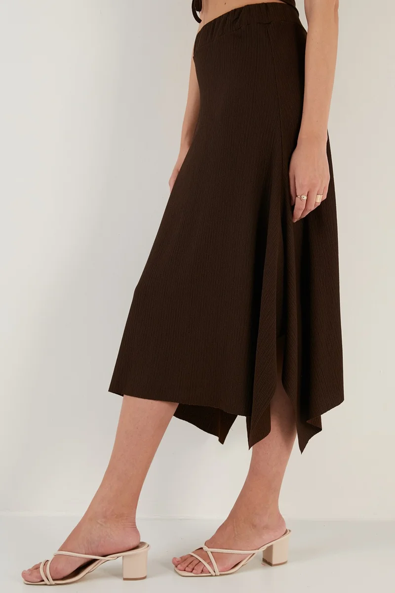 ليلا Asymmetrical Slim Cut Knitted Skirt Women's Skirt 5865017