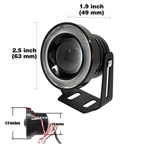 Kqiang 2PCS Car Angel Eye Fog Light: 2.5" Round COB LED Fog Light - White Angel Eye Projector with Halo Rings,Universal Vehicle DRL Daytime Driving Light Fog Lamp Bulbs (White) - Image 3