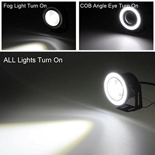 Kqiang 2PCS Car Angel Eye Fog Light: 2.5" Round COB LED Fog Light - White Angel Eye Projector with Halo Rings,Universal Vehicle DRL Daytime Driving Light Fog Lamp Bulbs (White) - Image 4