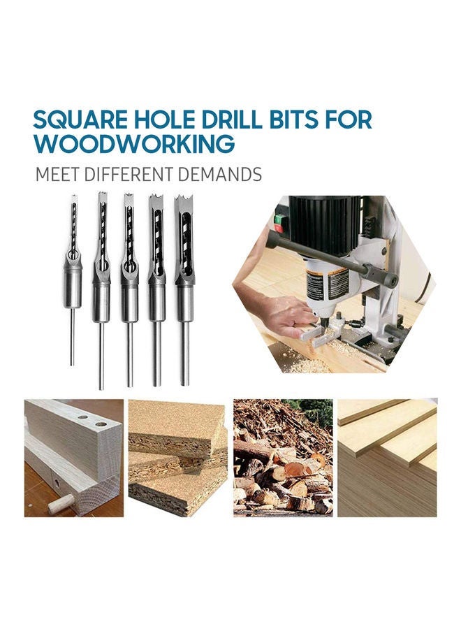 NIBEMINENT 5 Piece Woodworking Hole Saw Mortising Chisel Drill Bits Set Silver 22X3X13cm  - Image 3