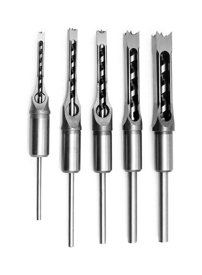 NIBEMINENT 5 Piece Woodworking Hole Saw Mortising Chisel Drill Bits Set Silver 22X3X13cm  - Image 2