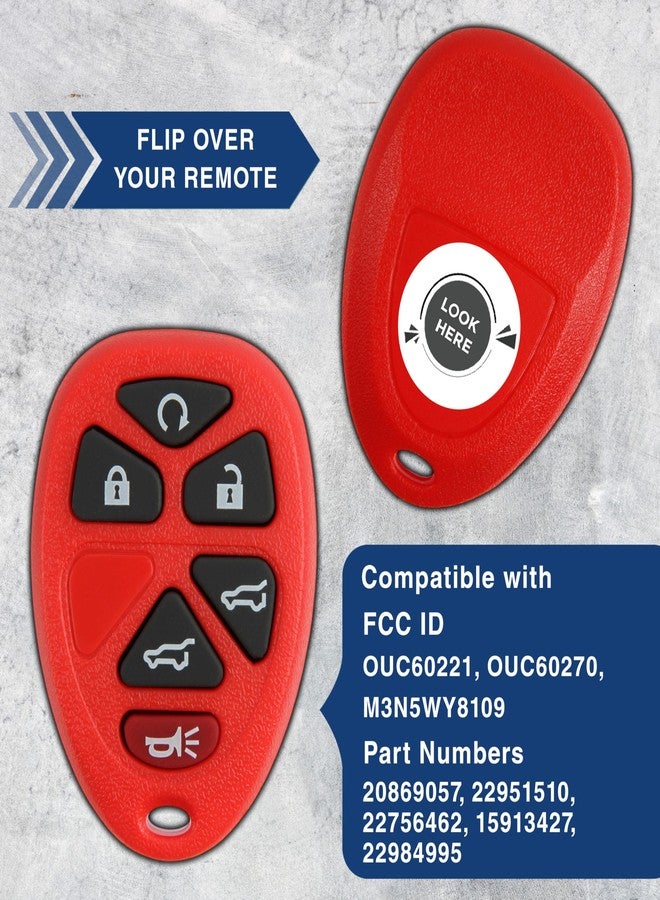 كي ليس اوبشن مفتاحان بديلان لنظام KeylessOption لسيارات كاديلاك إسكاليد، وشيفروليه سابربان، وتاهو، وجي إم سي يوكون موديلات 2007-2014، جهاز تحكم عن بعد بستة أزرار، رقم القطعة 15913427، يتطلب فني مفاتيح. موديلات 2011 وما بعدها - Image 4