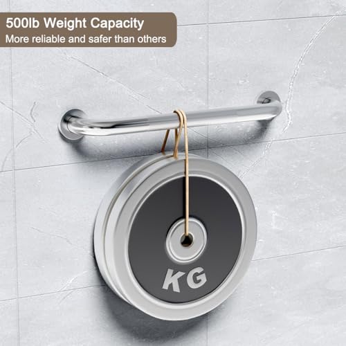 FANHAO 2 Pack Shower Grab Bar, 16 Inch Stainless Steel Bathroom Grab Bar with Anti-Slip Knurled Grip, Heavy Duty Shower Handle Bath Handle, Safety Bars for Elderly or Handicapped (Brushed) - Image 3