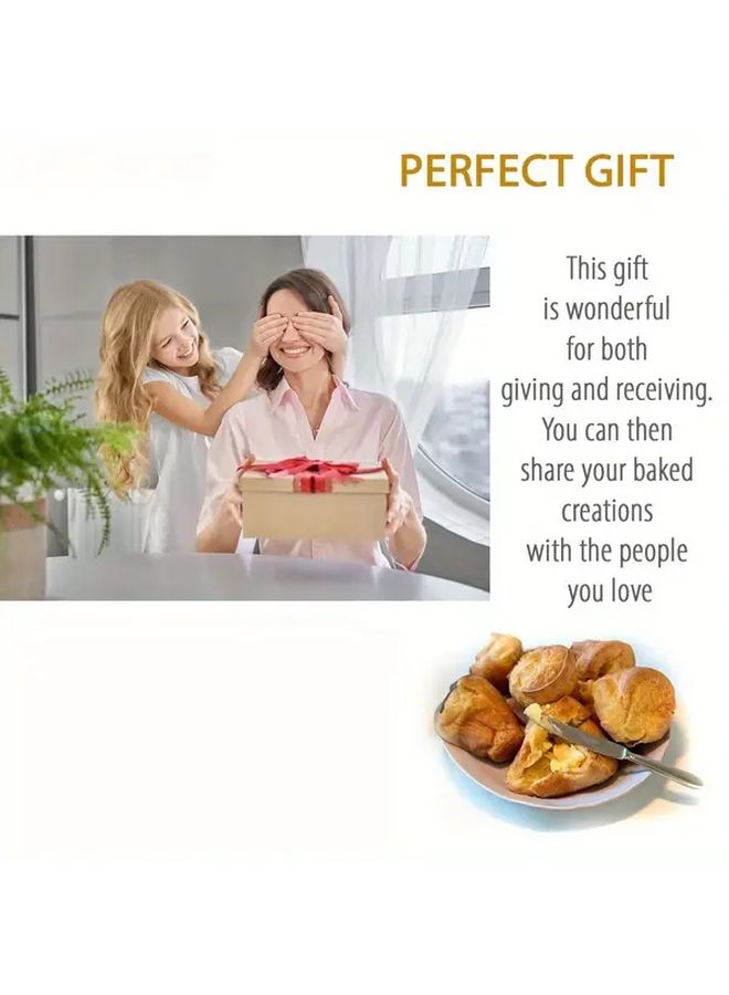 Silvery 9pcs Aluminum Extra Deep Popover Pan Nonstick Easy Clean - Image 5