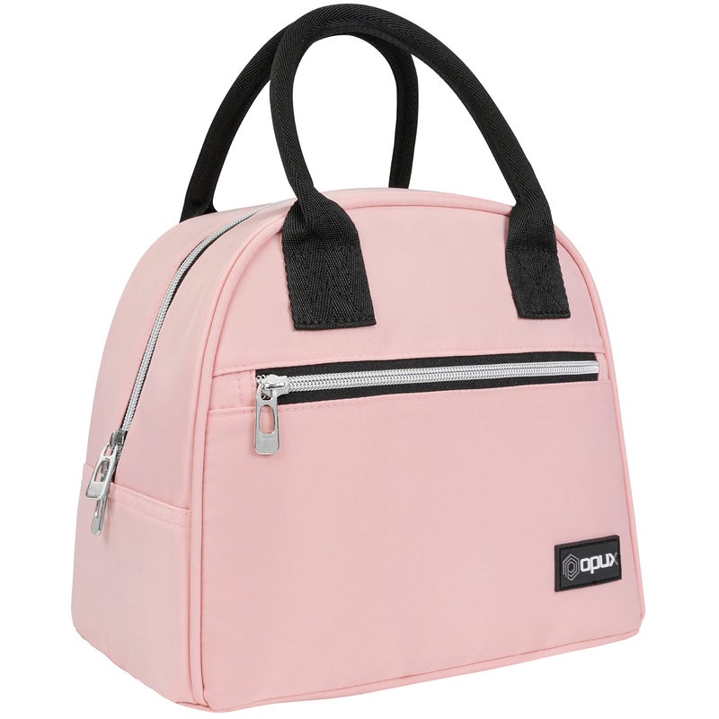 opux Premium Lunch Box for Women Insulated Lunch Bag Tote Girls Kids Teen Adult Cute Soft Cooler Container Work School Reusable Thermal Food Meal Prep Organizer Pail Travel Beach Light Pink